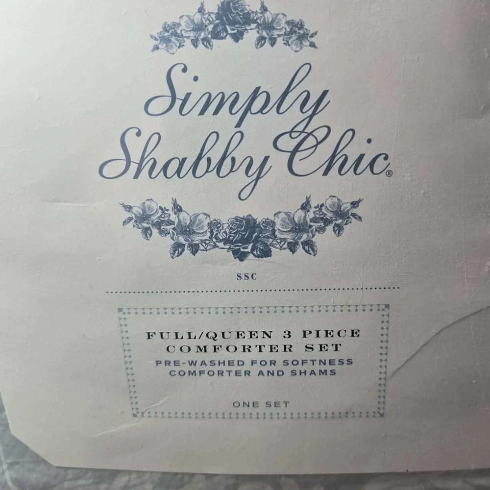 Simply Shabby Chic Comforter Set Sage/Grey Floral Damask Full Queen 3pc